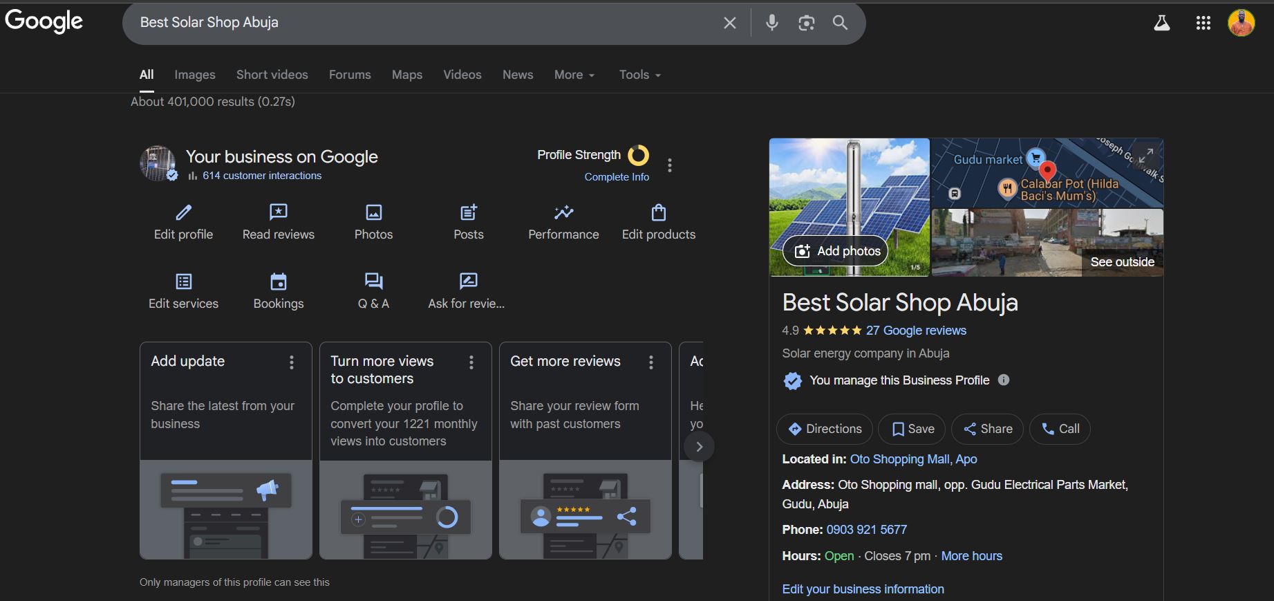 Google Business Profile example