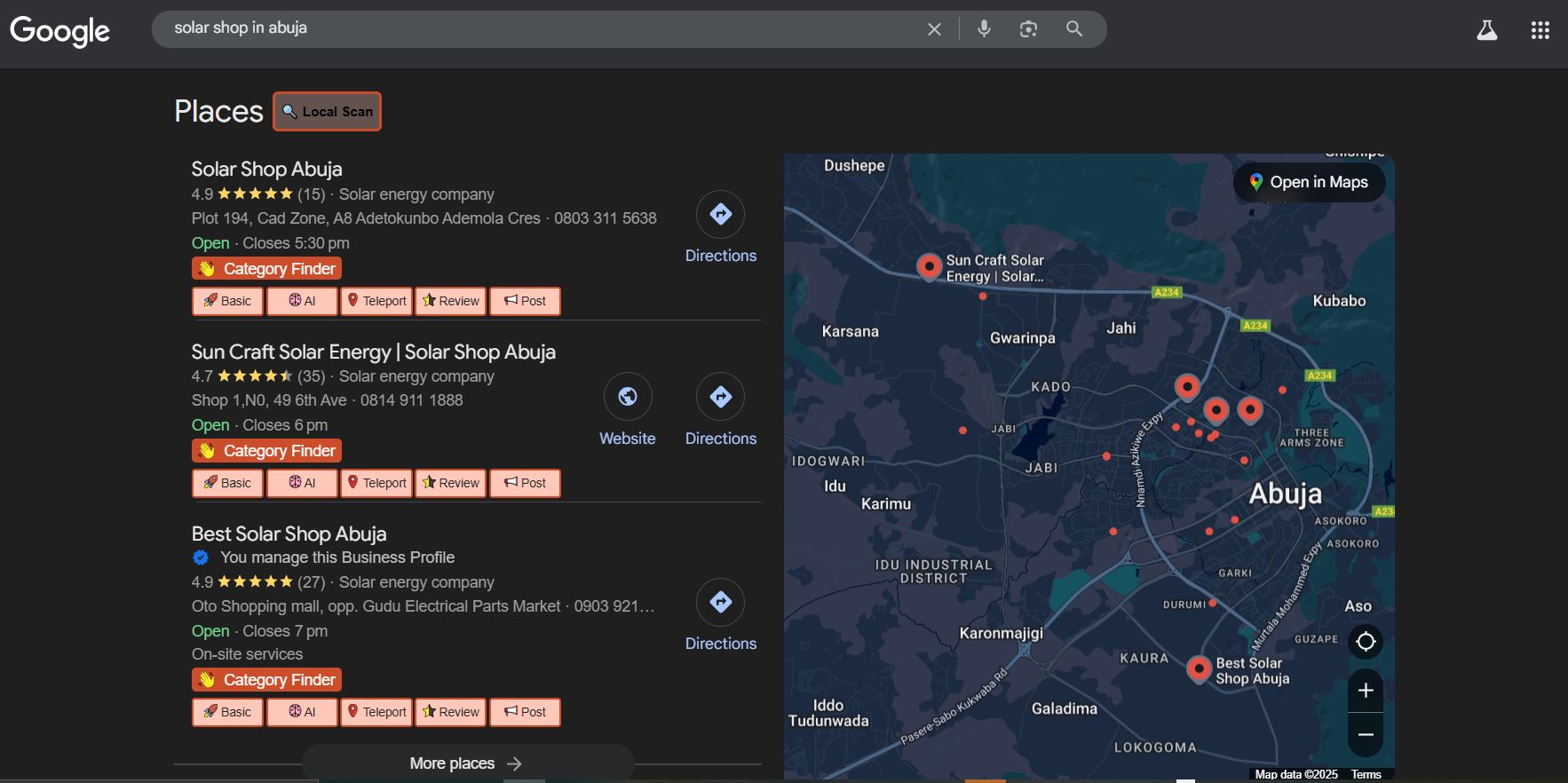 Google search results screenshot example